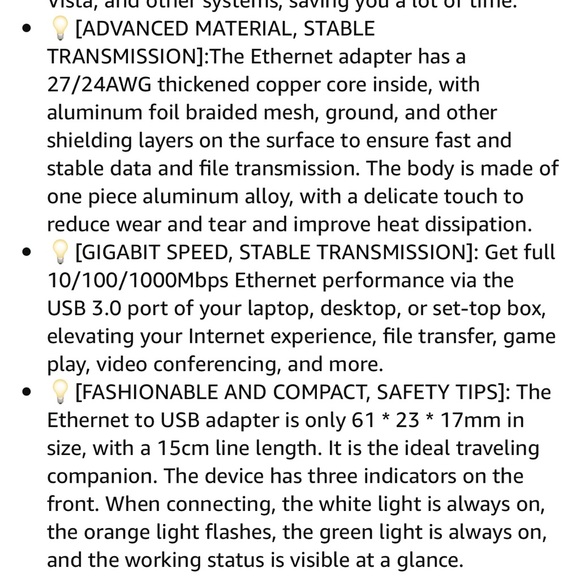 USB 3.0 to 10/100/1000 Gigabit Ethernet Adapter for Laptop Plug - Picture 10 of 10